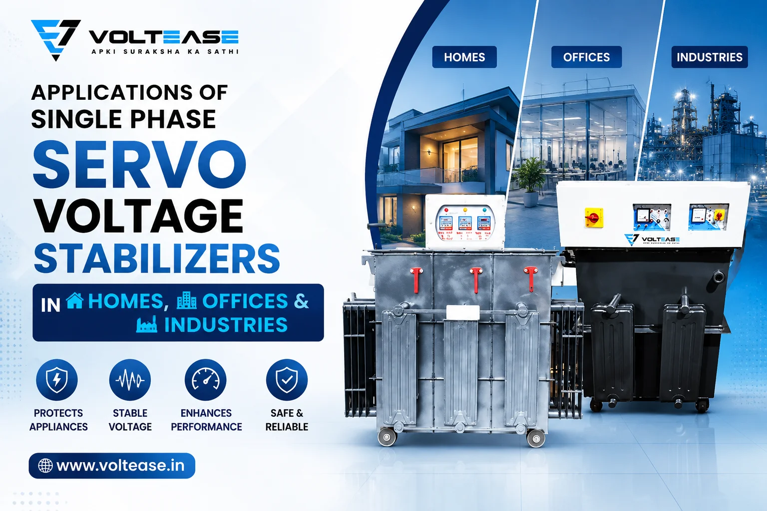 single phase servo voltage stabilizer manufacturers in India